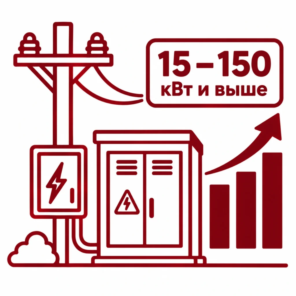 Подключение мощности от 15 до 150 квт и выше